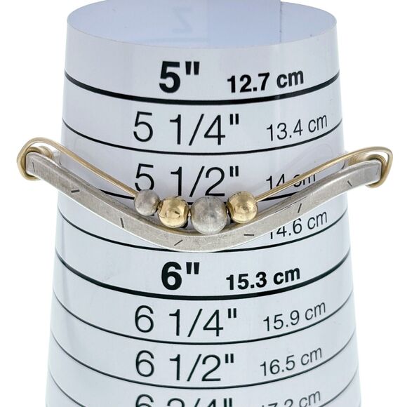 Vintage Southwest Sterling Silver Two Toned Ball Bead Wavy Cuff Bracelet 5.5" - Picture 10 of 11